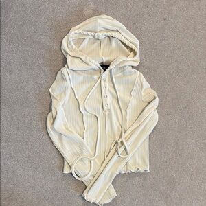 Striped Cream Hooded Women's Top